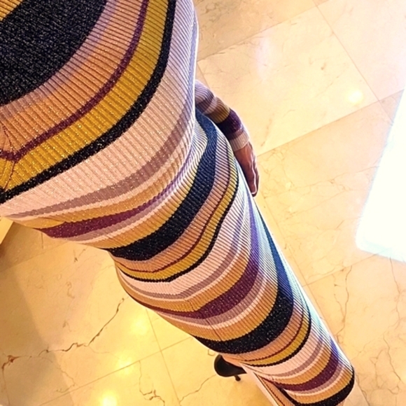 Chaser Veda Striped Multicolor Long Sleeve Sweater Dress w/ Sparkle, S - Picture 15 of 16